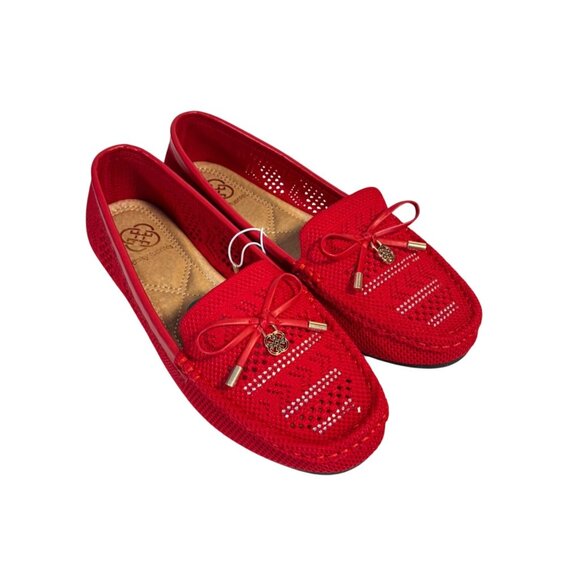 Daisy Fuentes Women's 7.5 Red Slip-On Loafers With Mesh Design & Bow Accents - Picture 1 of 10